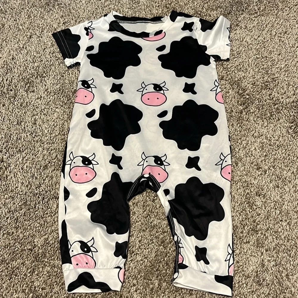 Shein‎ Black & White Cow Infant Romper